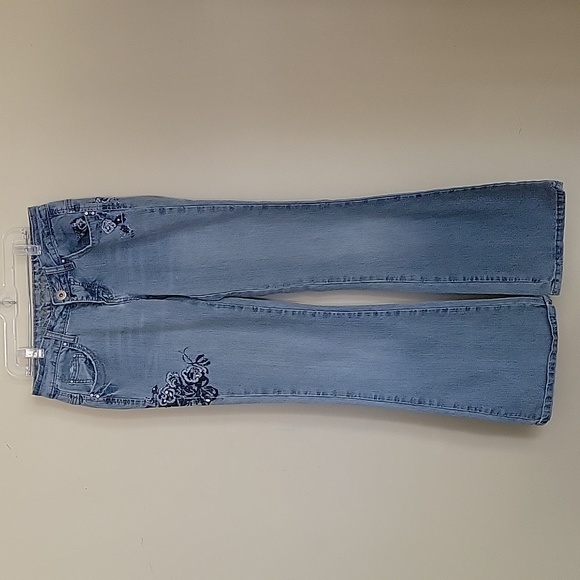 VINTAGE Y2K Vanilla Star lowrise flare jeans with applique flowers - Picture 1 of 8
